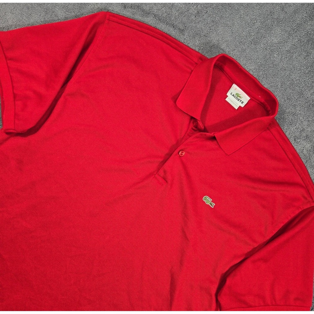 Vintage Lacoste Polo Shirt Men Size 7 XL Red Pique Short Sleeve Made In France